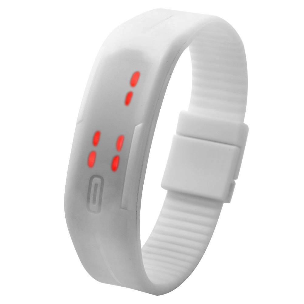 Gel Rubber Bracelet Silicon Touch Screen LED Digital Unisex Sports Watch - White